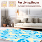 Abstract Blue Blob Pattern Rug
