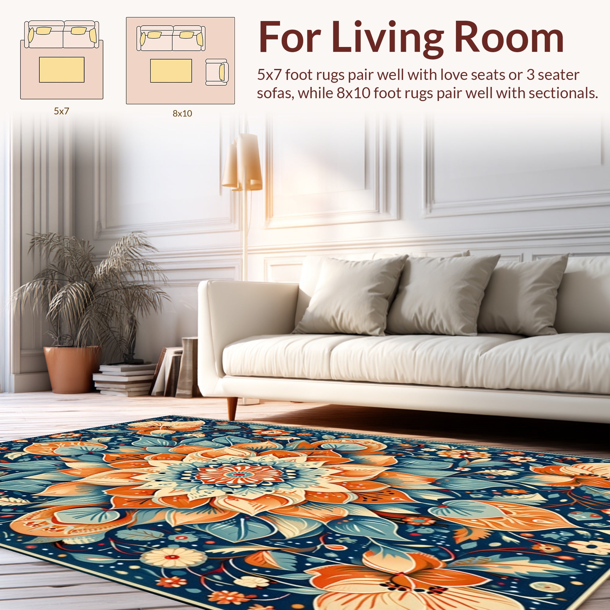 Intricate Floral Mandala Art Rug