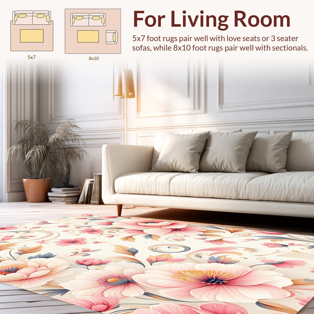 Pastel Floral Swirls Design Rug