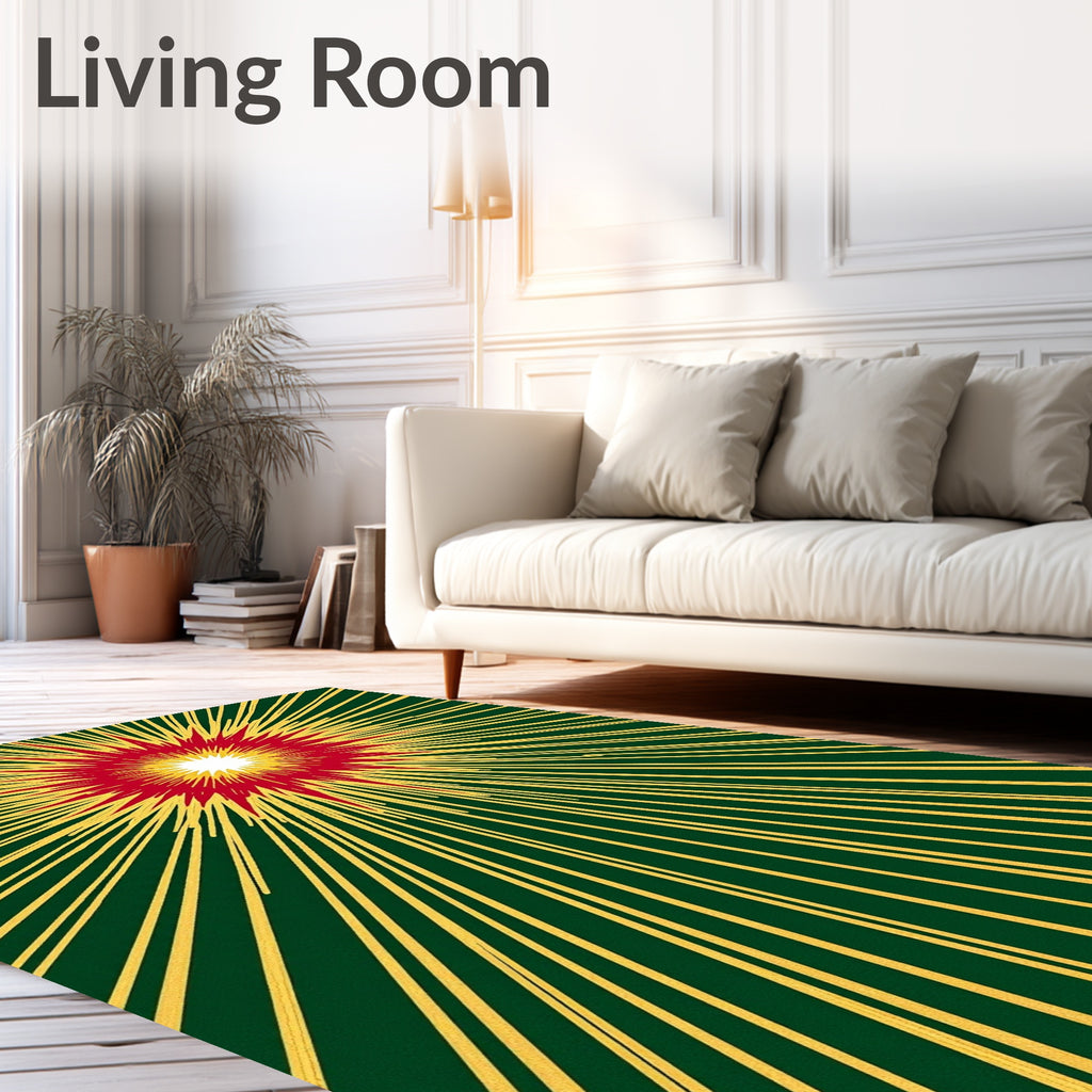 Radiant Sunburst Red Yellow Green Rug