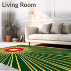 Radiant Sunburst Red Yellow Green Rug