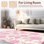 Pastel Pink Floral Outline Design Rug