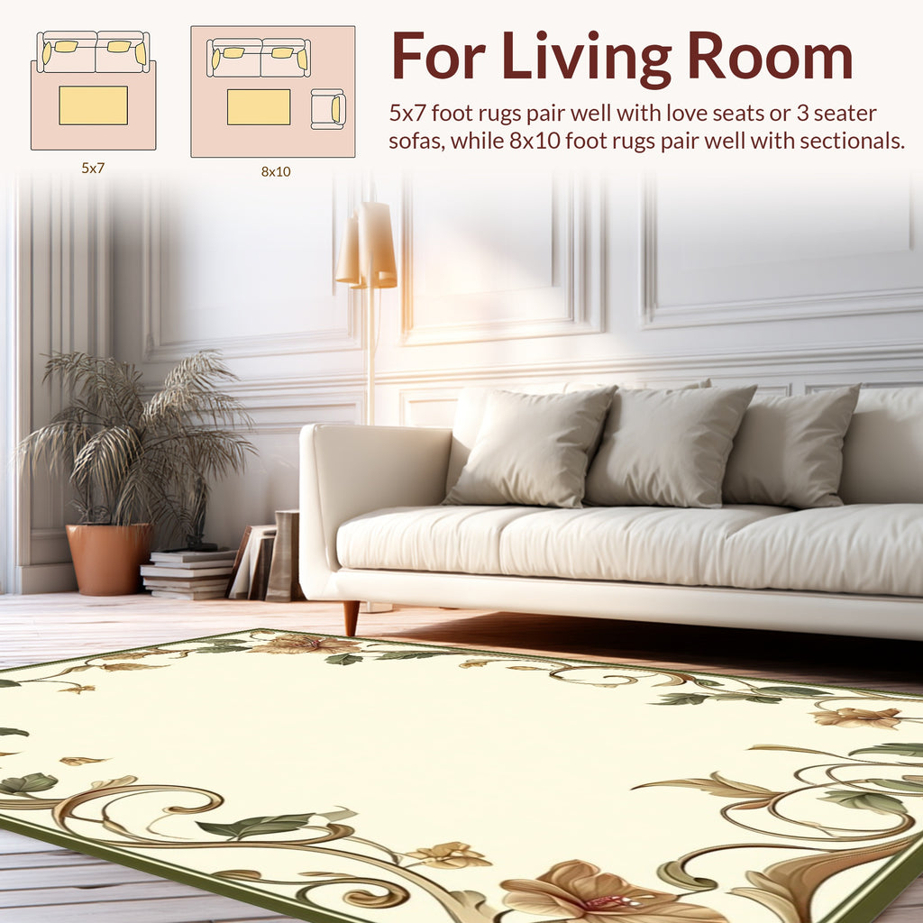 Ornate Floral Vine Pattern Rug