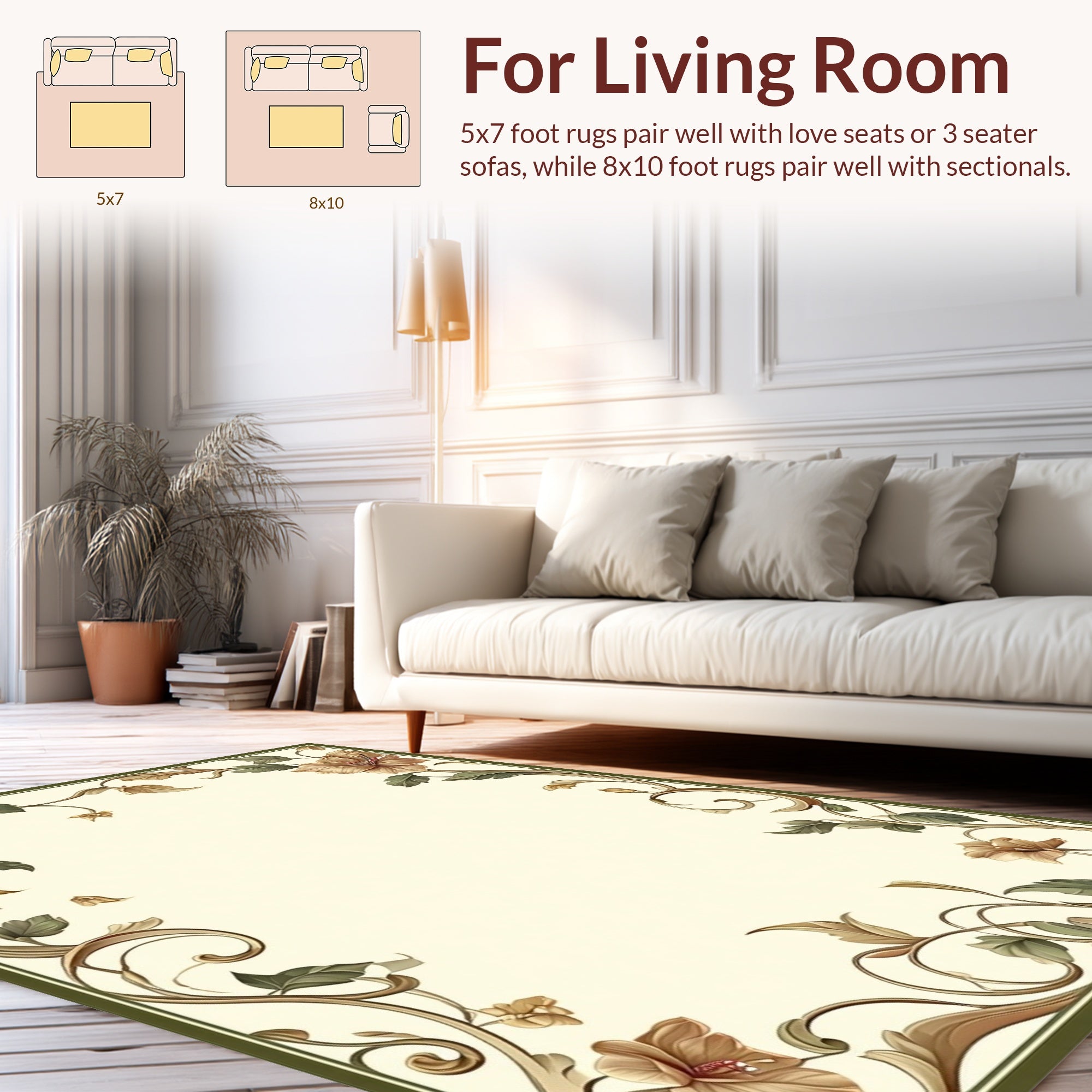 Ornate Floral Vine Pattern Rug