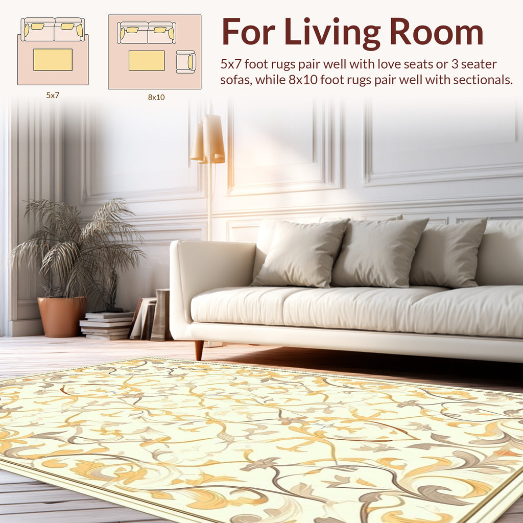 Elegant Floral Swirls Pattern Rug