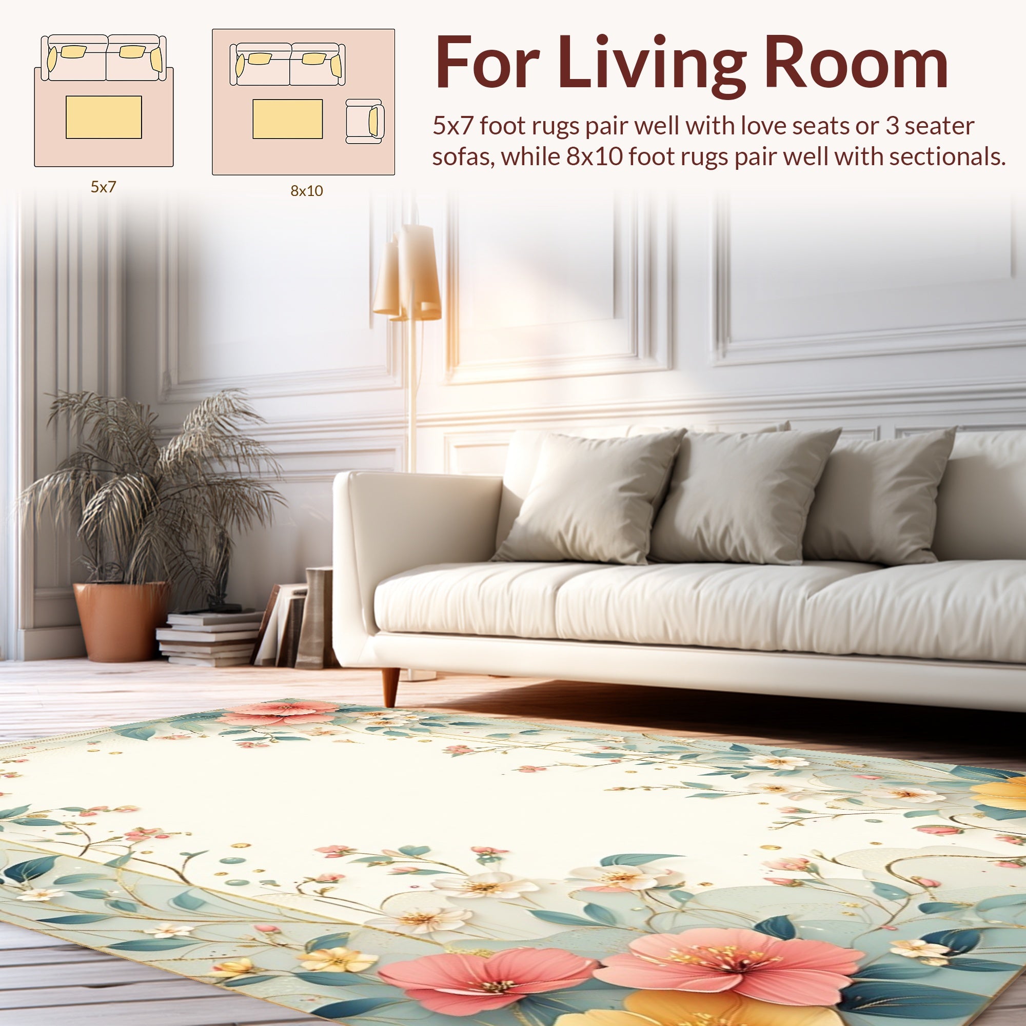 Whimsical Floral Vine Garden Rug