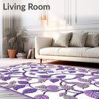 Purple Vine Floral Pattern Rug