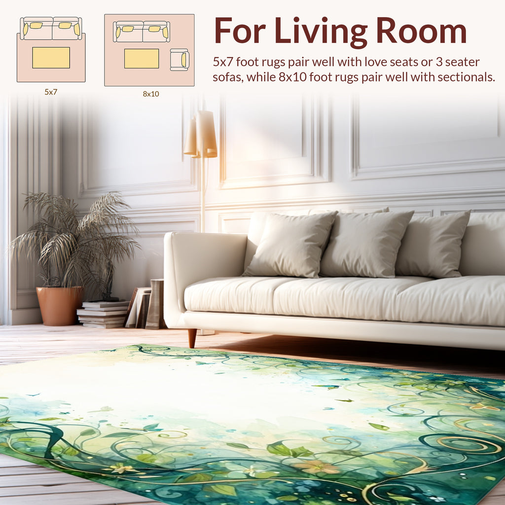 Whimsical Floral Vines Butterflies Rug