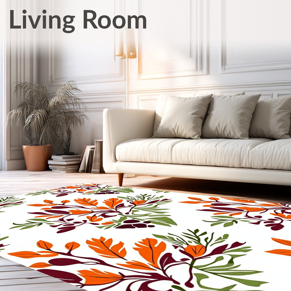 Autumnal Scarlet Foliage Cluster Rug