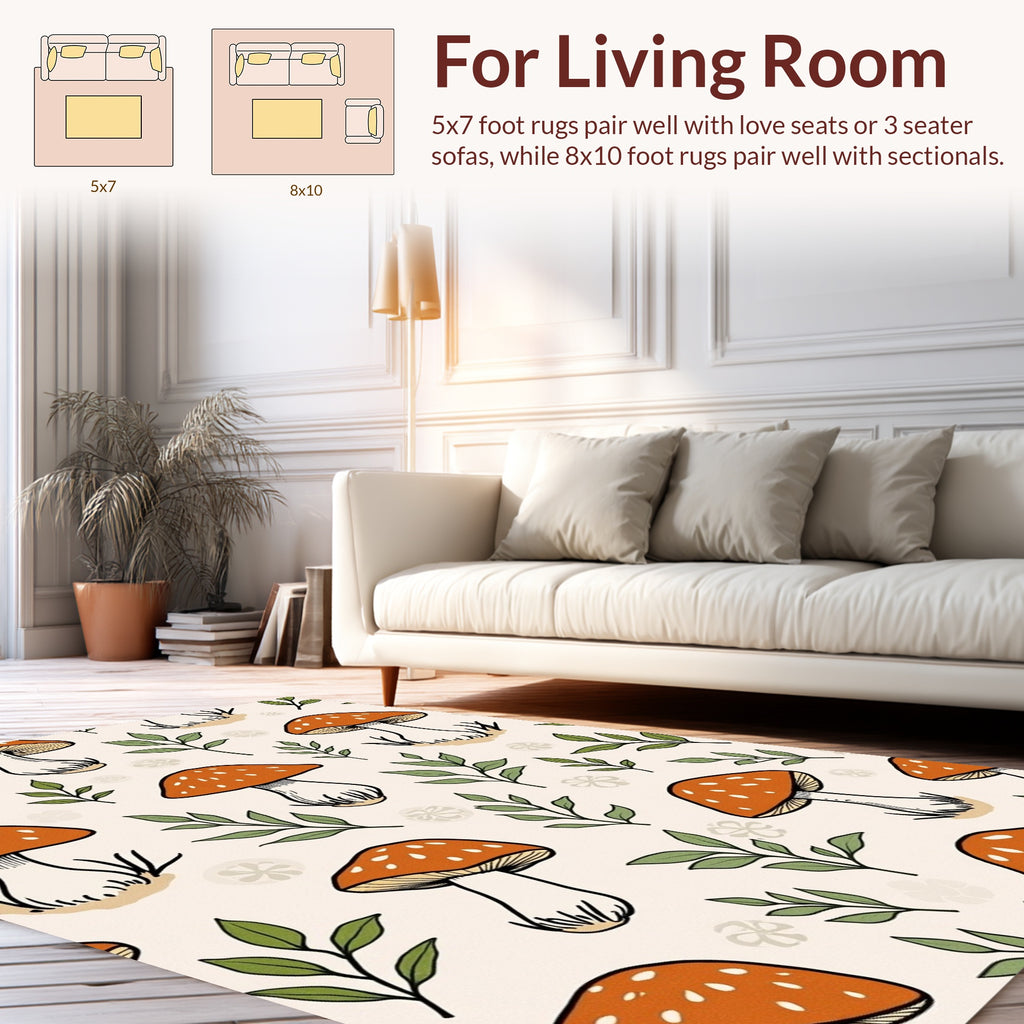 Whimsical Mushroom Forest Pattern Rug