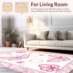 Pink Butterflies Floral Outline Rug