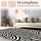 Abstract Swirly Black and White Pattern Rug