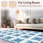 Classic Blue And White Floral Pattern Rug