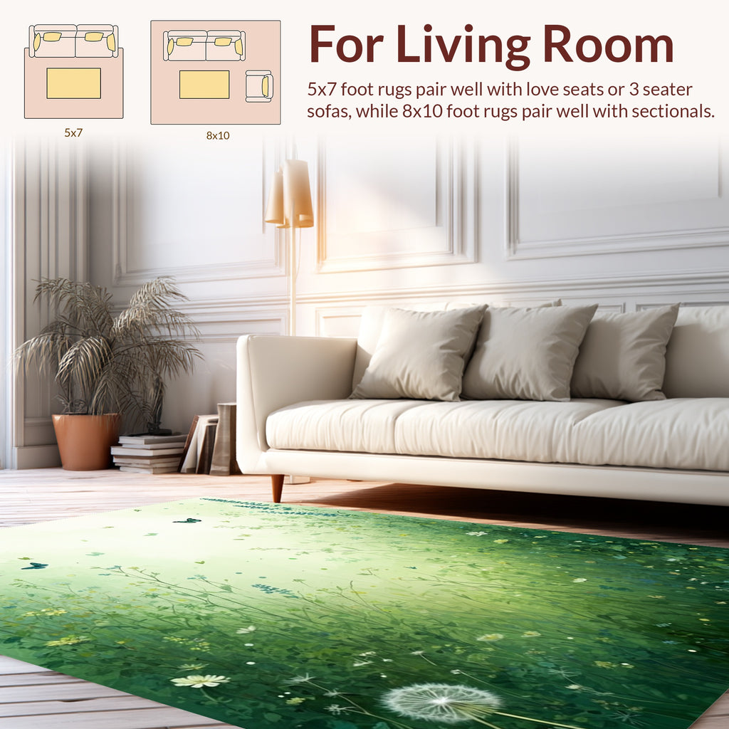 Whimsical Meadow Butterflies Wildflowers Rug