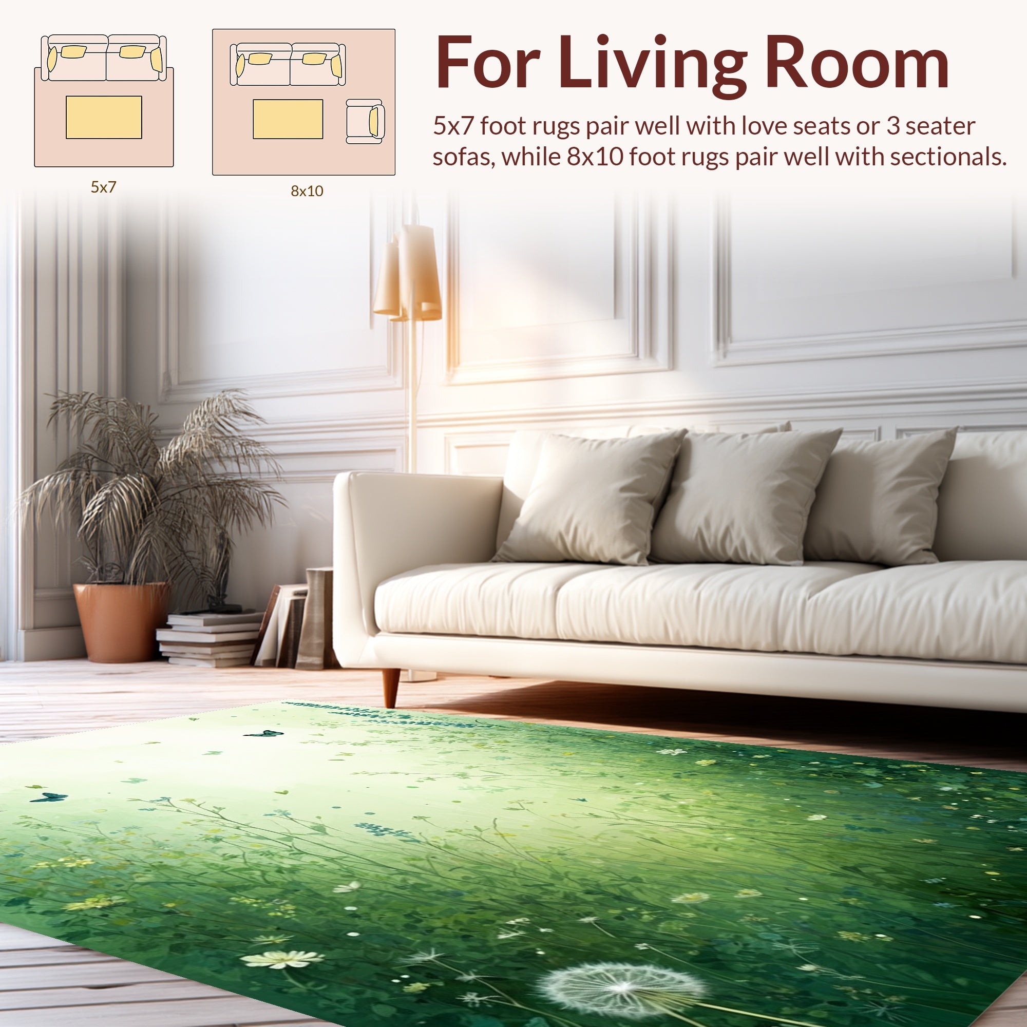 Whimsical Meadow Butterflies Wildflowers Rug