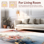 Abstract Floral Art With Gold Accents Rug