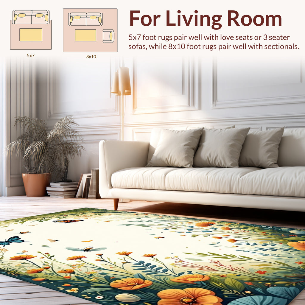 Whimsical Garden Butterflies And Bees Rug
