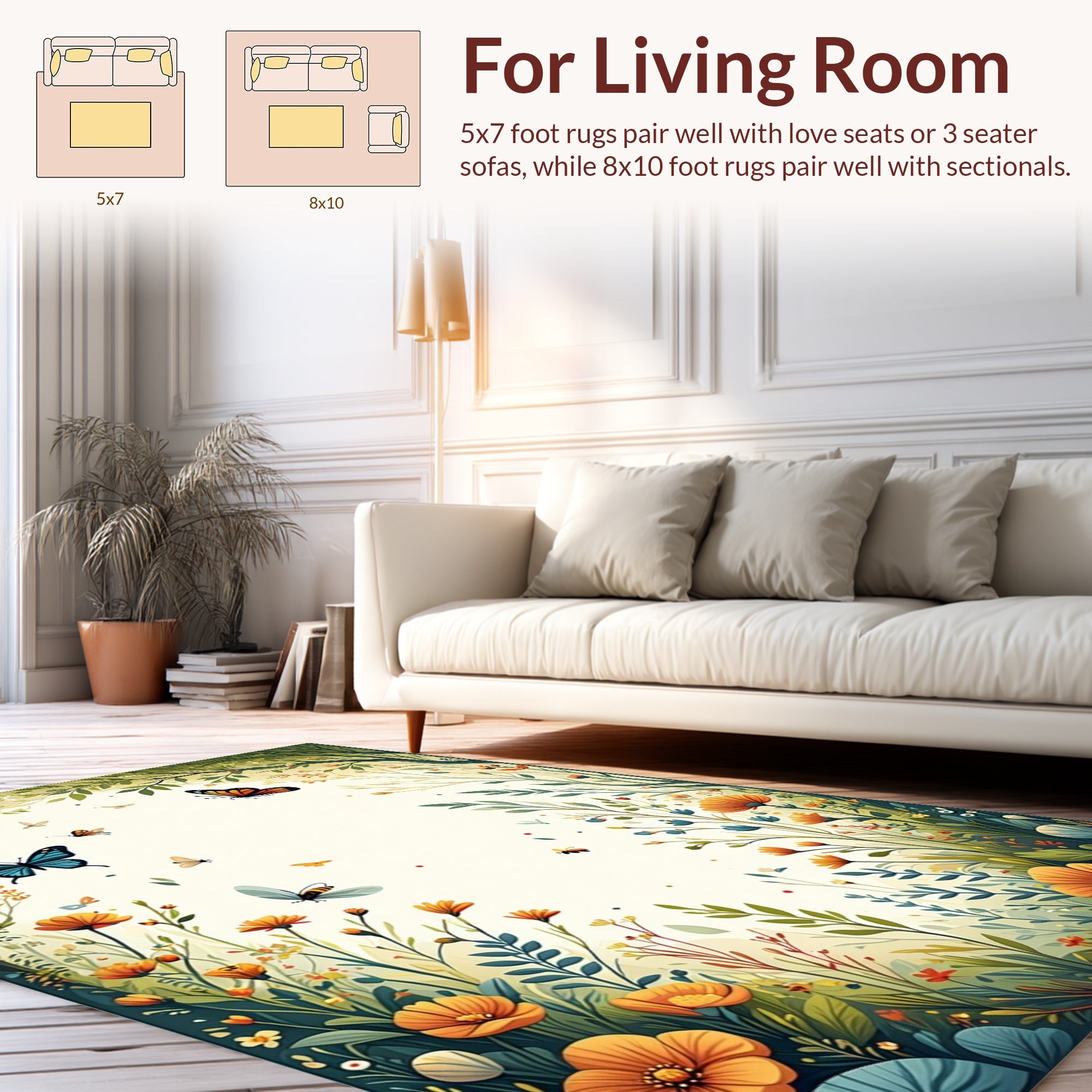 Whimsical Garden Butterflies And Bees Rug