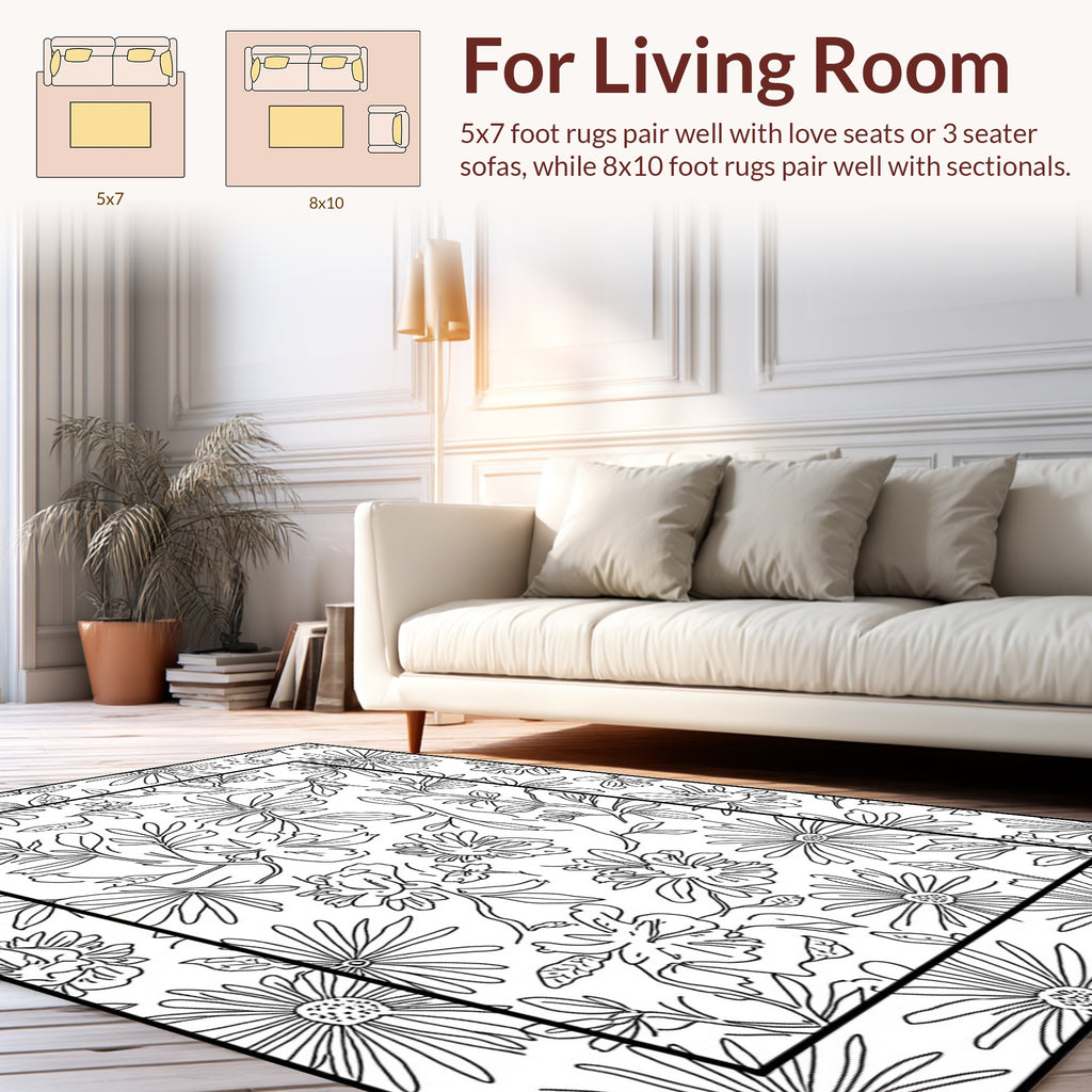 Whimsical Botanical Garden Pattern Rug
