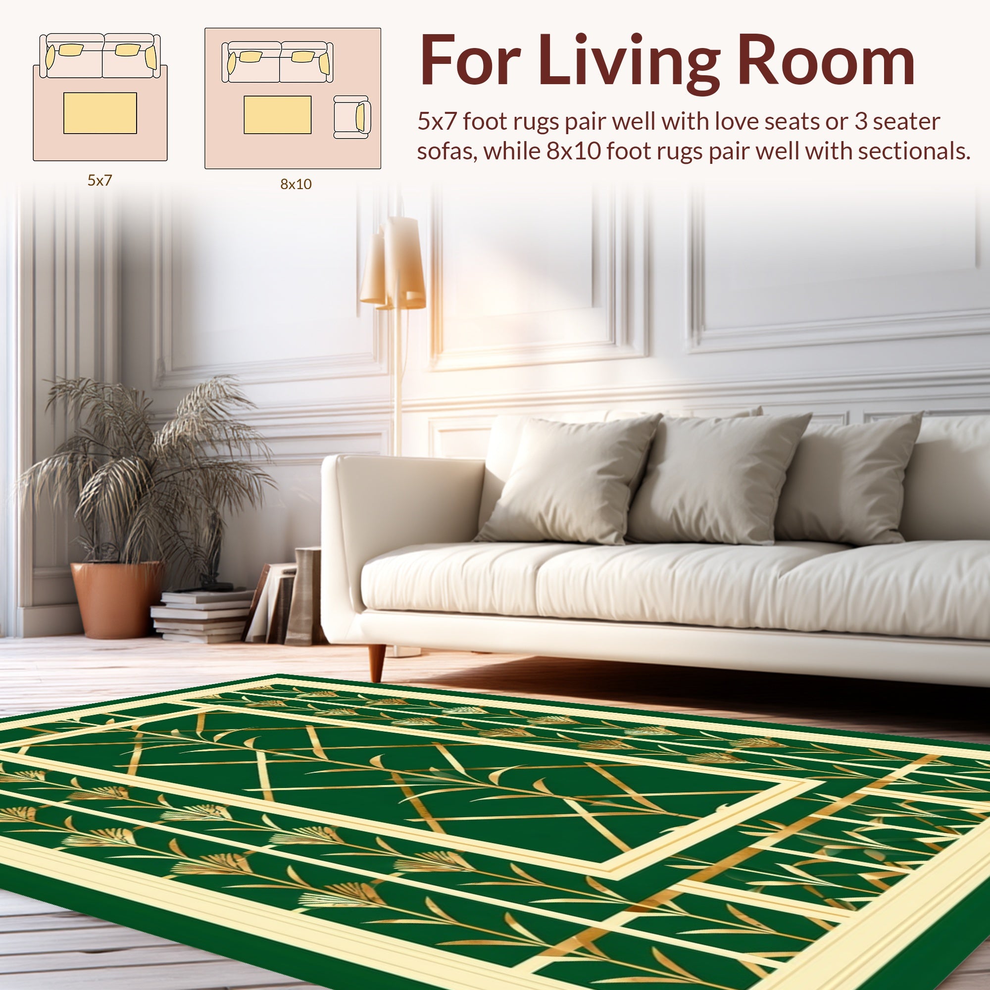 Emerald Gold Floral Geometric Rug