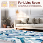 Geometric Blue White Water Effect Rug