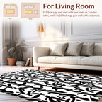 Abstract Black White Organic Waves Rug
