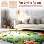 Vibrant Jungle Birds Blossom Foliage Design Rug