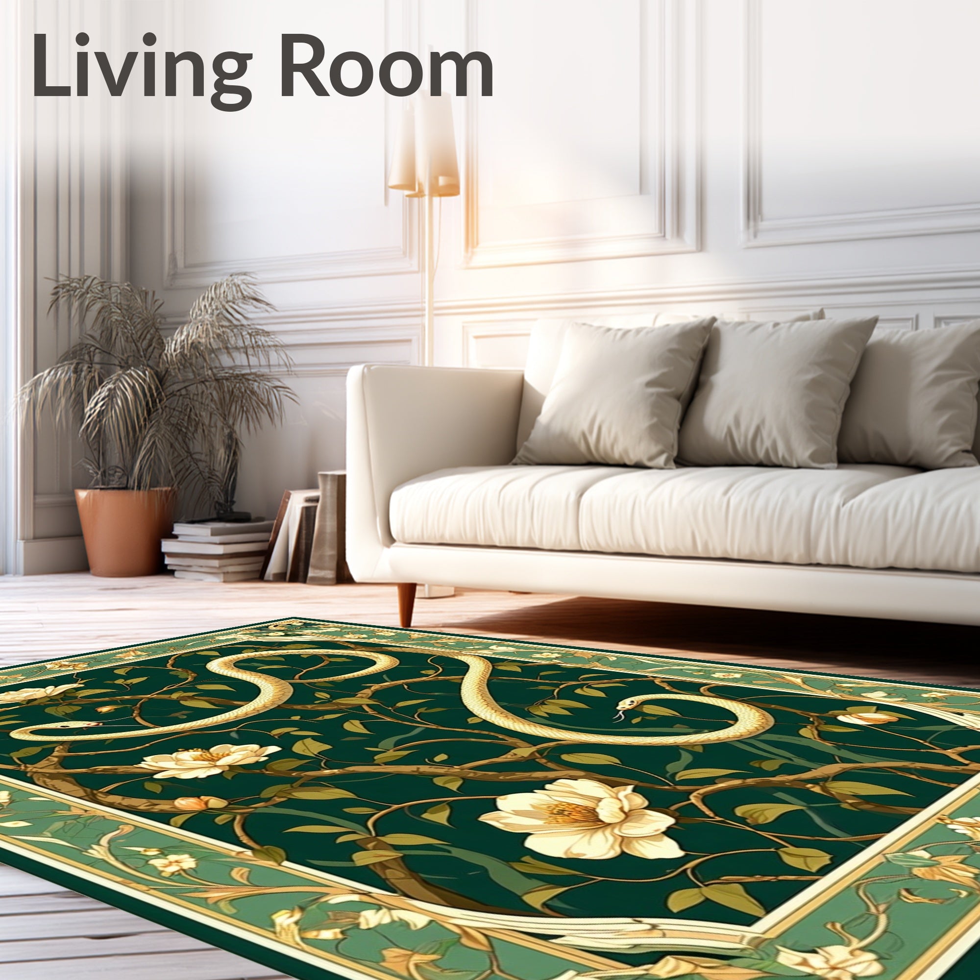 Serpentine Floral Botanical Art Nouveau Rug