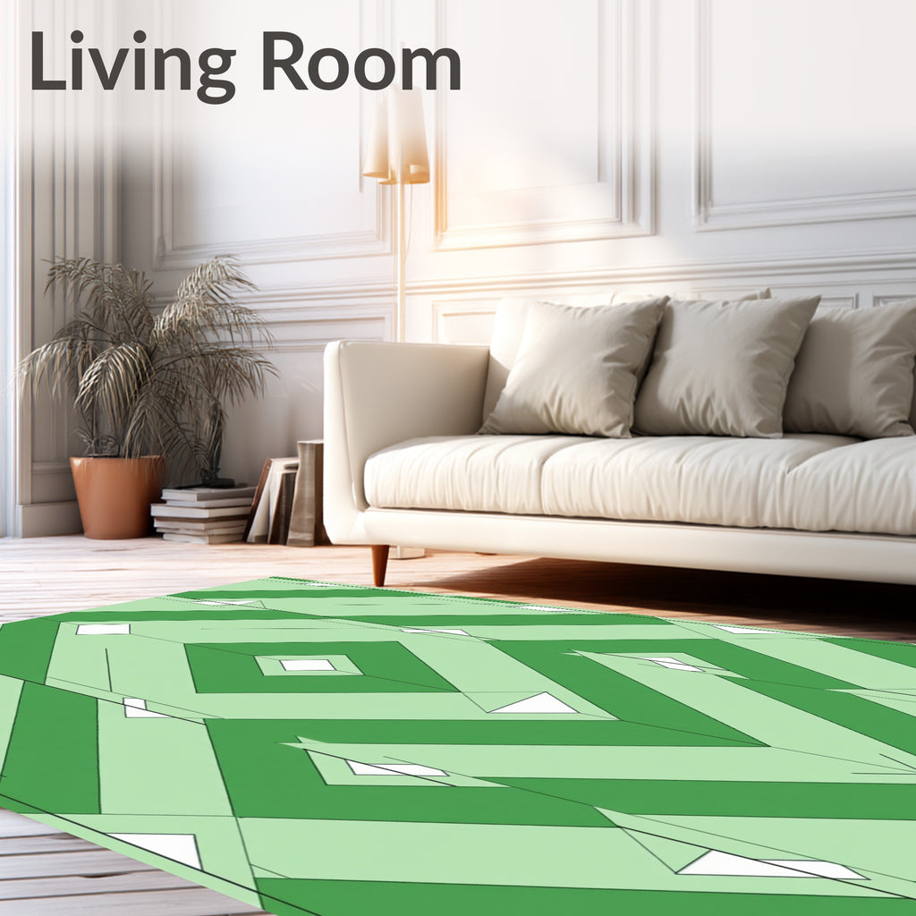 Emerald Green Layered Diamond Rug