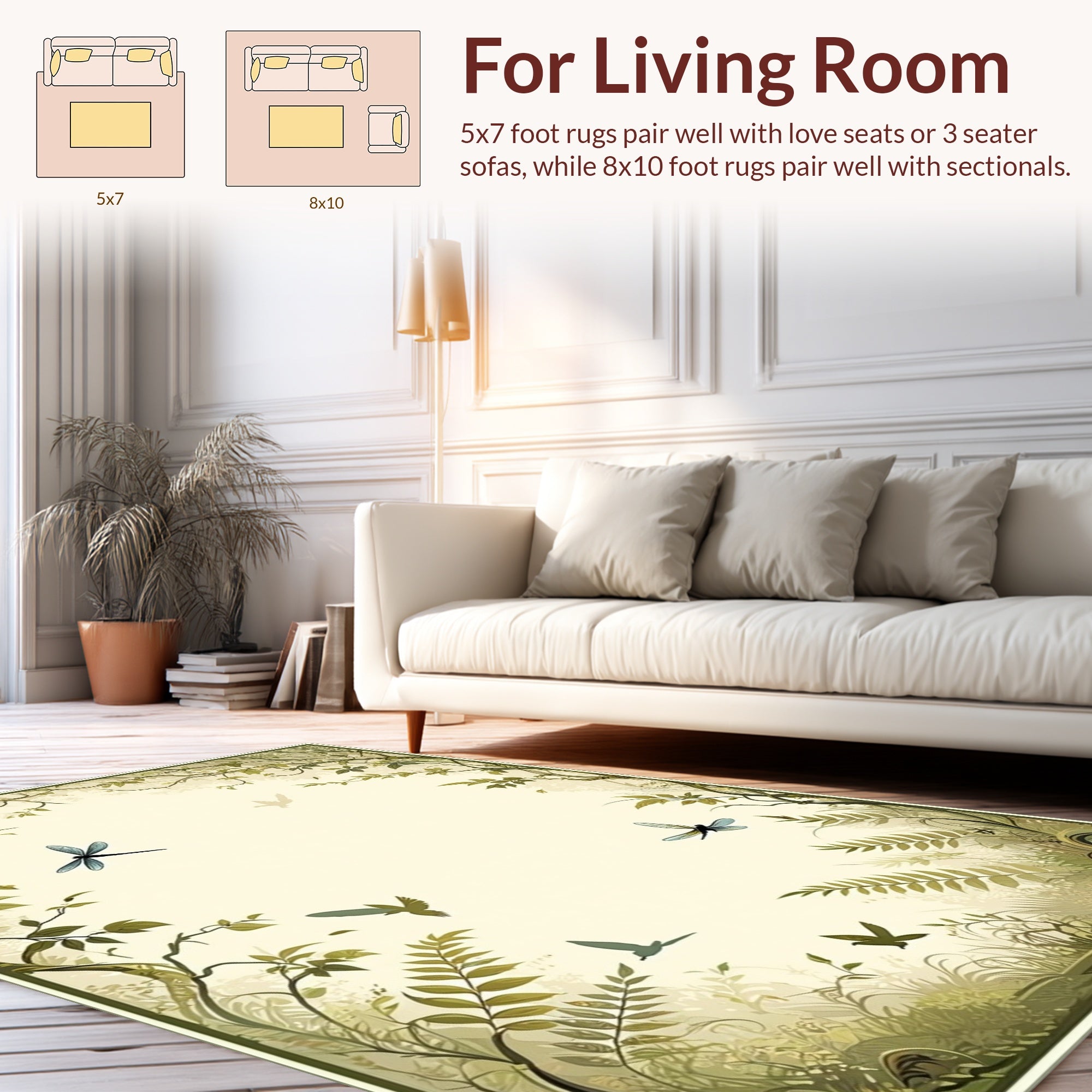 Enchanted Forest Dragonfly and Birds Design Rug
