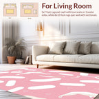 Abstract White Organic Shapes Pink Rug