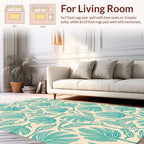 Teal Leafy Floral Art Pattern Rug