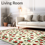 Strawberry Vine Floral Cream Rug