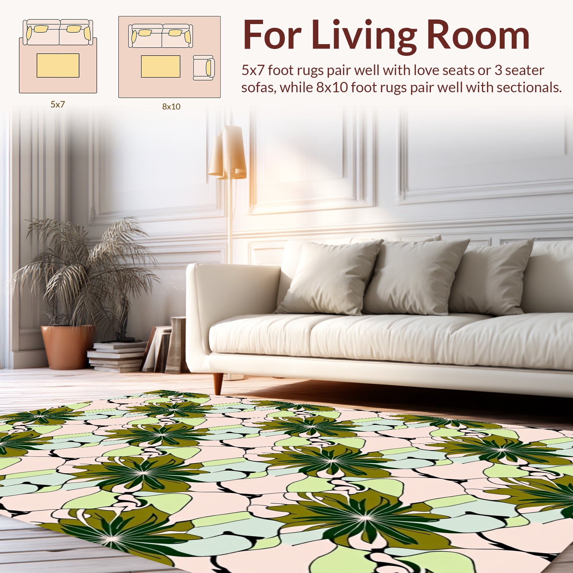 Art Nouveau Stylized Floral Pattern Rug