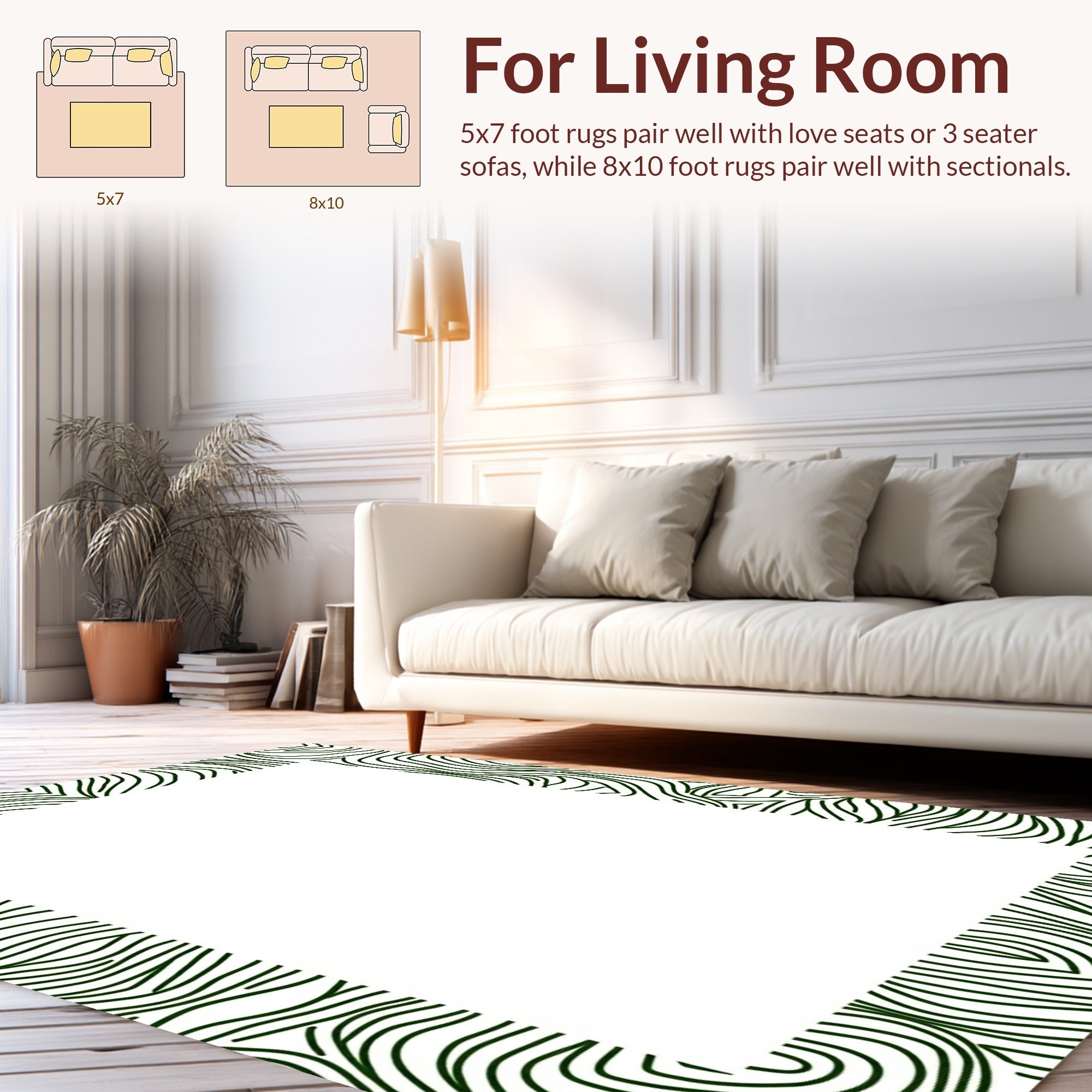 Organic Swirl Botanical Line Art Rug