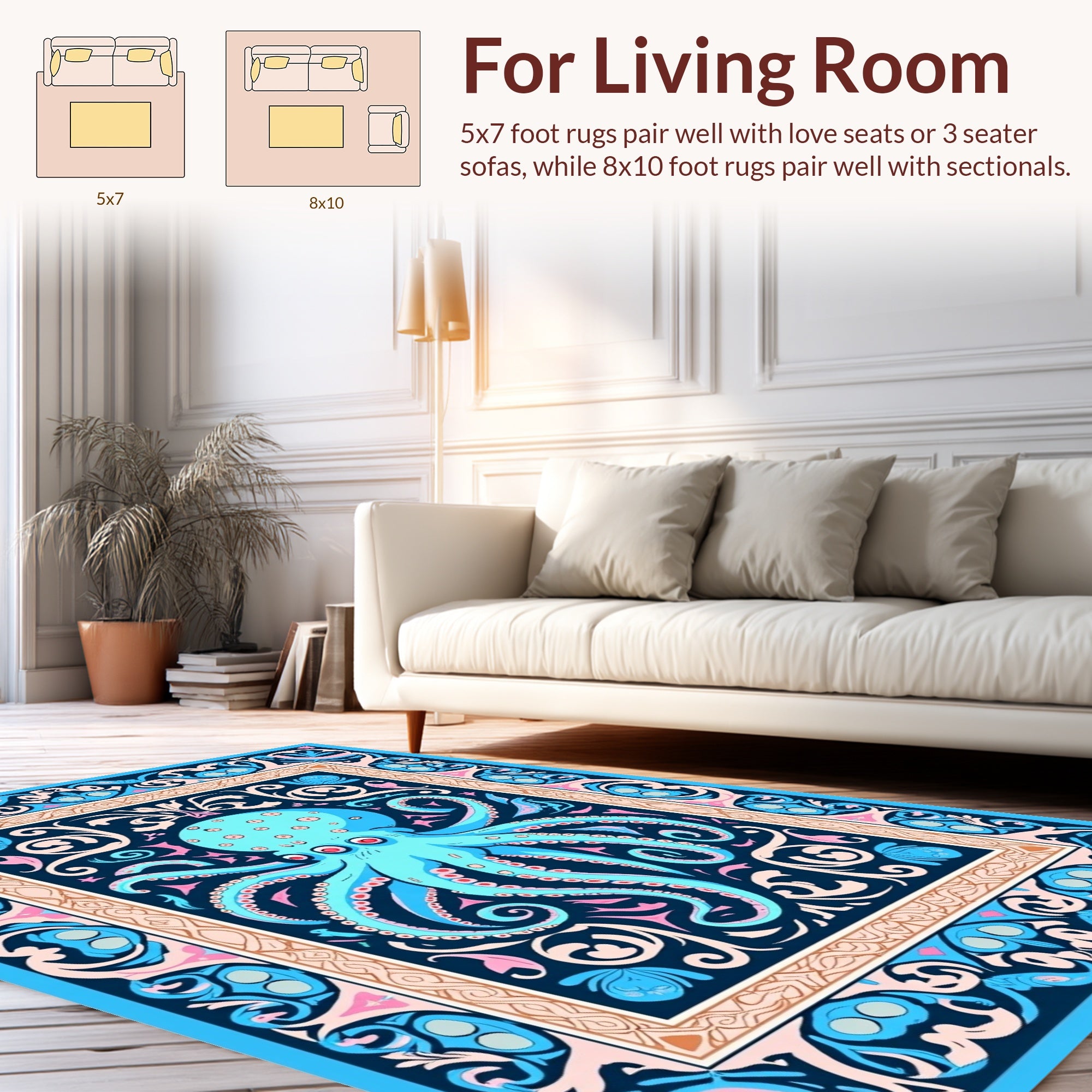 Oceanic Octopus Floral Regal Rug