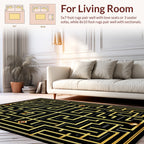 Black Gold Geometric Maze Rug