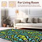Abstract Lime Green Teal Pattern Rug