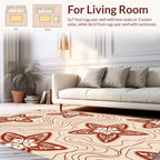 Terra Cotta Flower Wavy Pattern Rug
