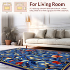 Classic Floral Blue Gold Design Rug