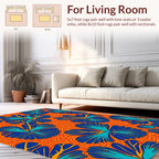 Bold Blue Floral Wave Pattern Rug