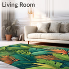 Lush Tropical Foliage Pattern Rug