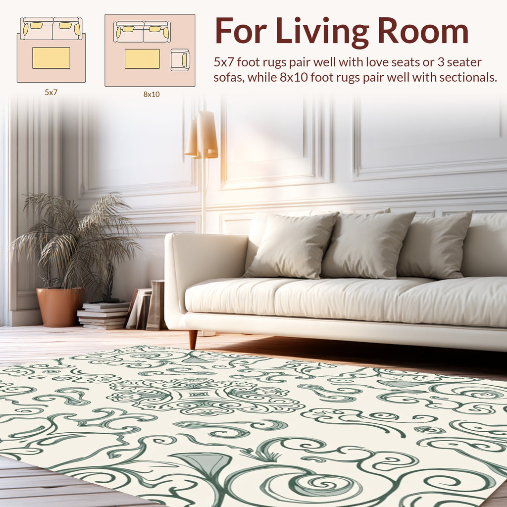 Elegant Swirl Floral Pattern Rug