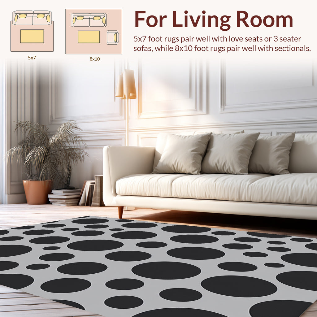 Black Gray Polka Dot Design Rug