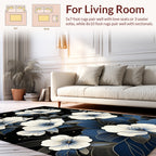 Elegant White Floral Botanical Design Rug