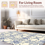 Classic Blue Cream Floral Pattern Rug