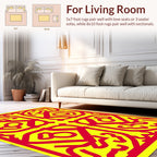 Bold Geometric Symmetry Red Yellow Rug