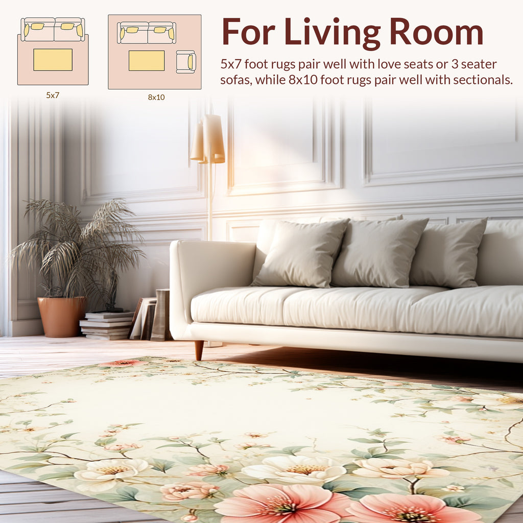 Soft Floral Branches And Bloom Rug