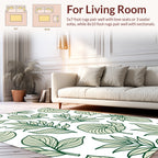 Botanical Patterned Green Leaf Design Rug