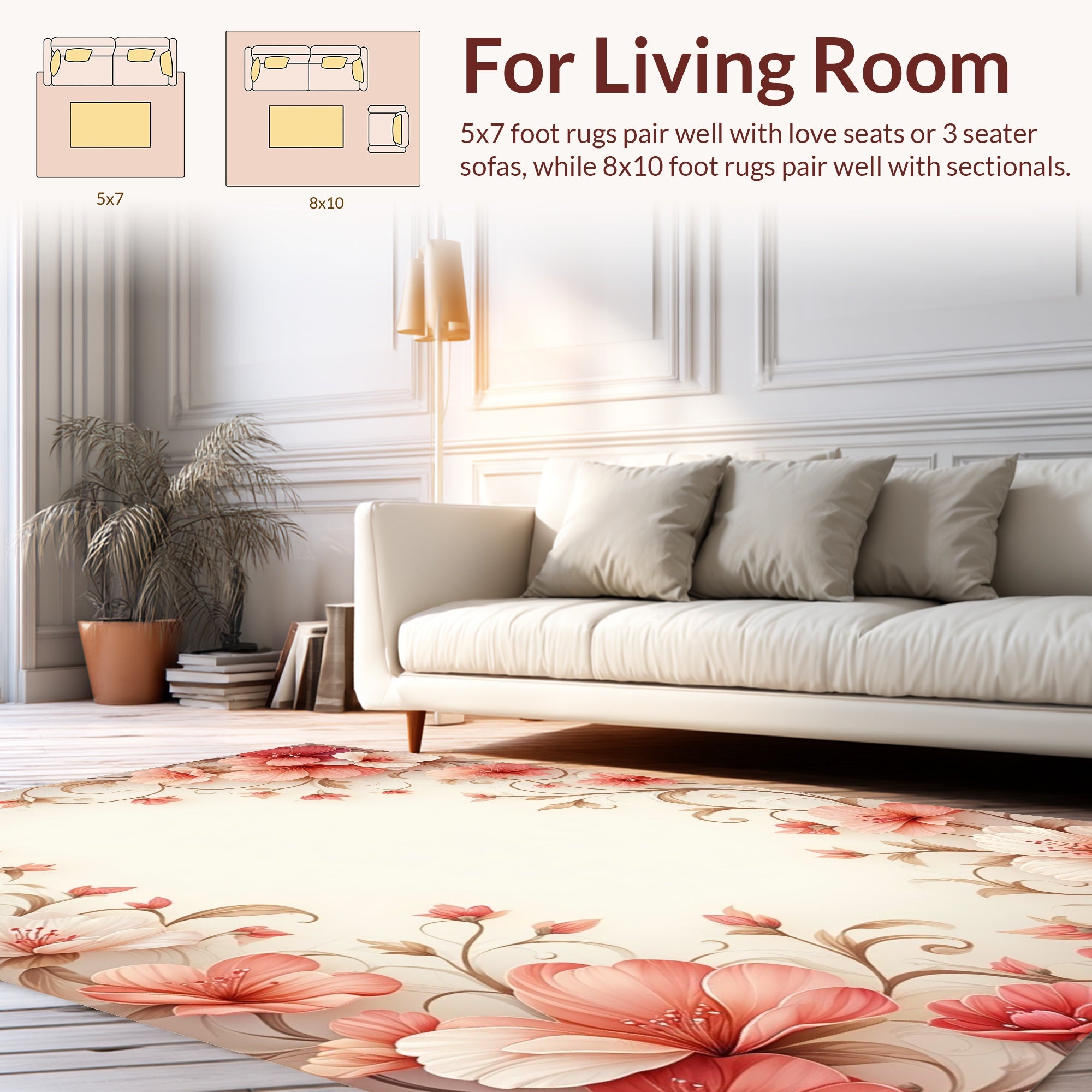 Floral Swirl Warm Tone Accent Rug